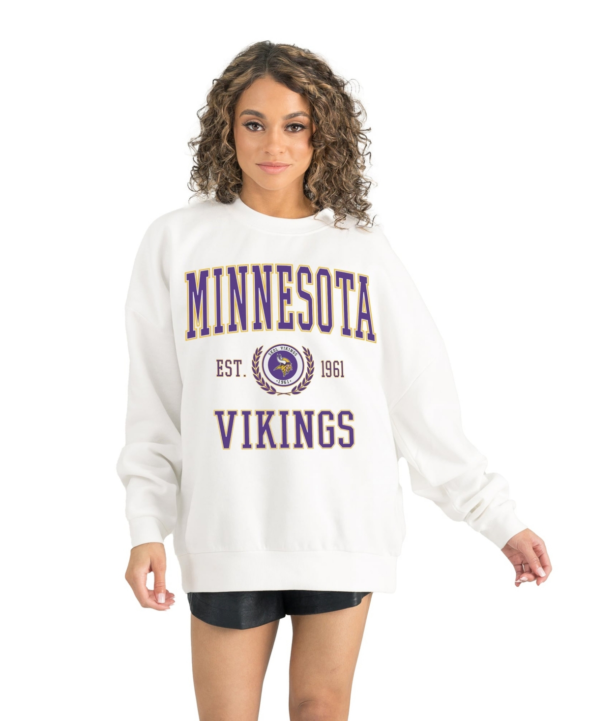 Gameday Couture Women's White Minnesota Vikings Timeless Triumph Premium Fleece Pullover Sweatshirt