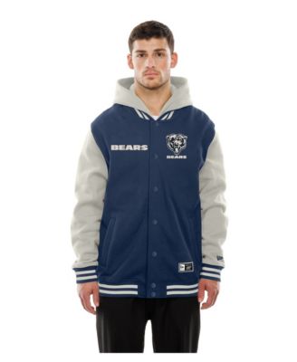 Men's Navy/Gray Chicago Bears Full-Snap Fleece Hooded Jacket