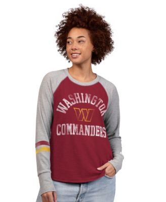 Women's Burgundy/Gray Washington Commanders Waffle-Knit Raglan Long-Sleeves T-Shirt