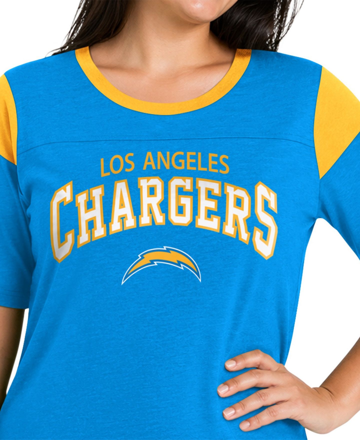 Женская футболка Starter Powder Blue Los Angeles Chargers Plus Size Linebacker Slub — фото 2