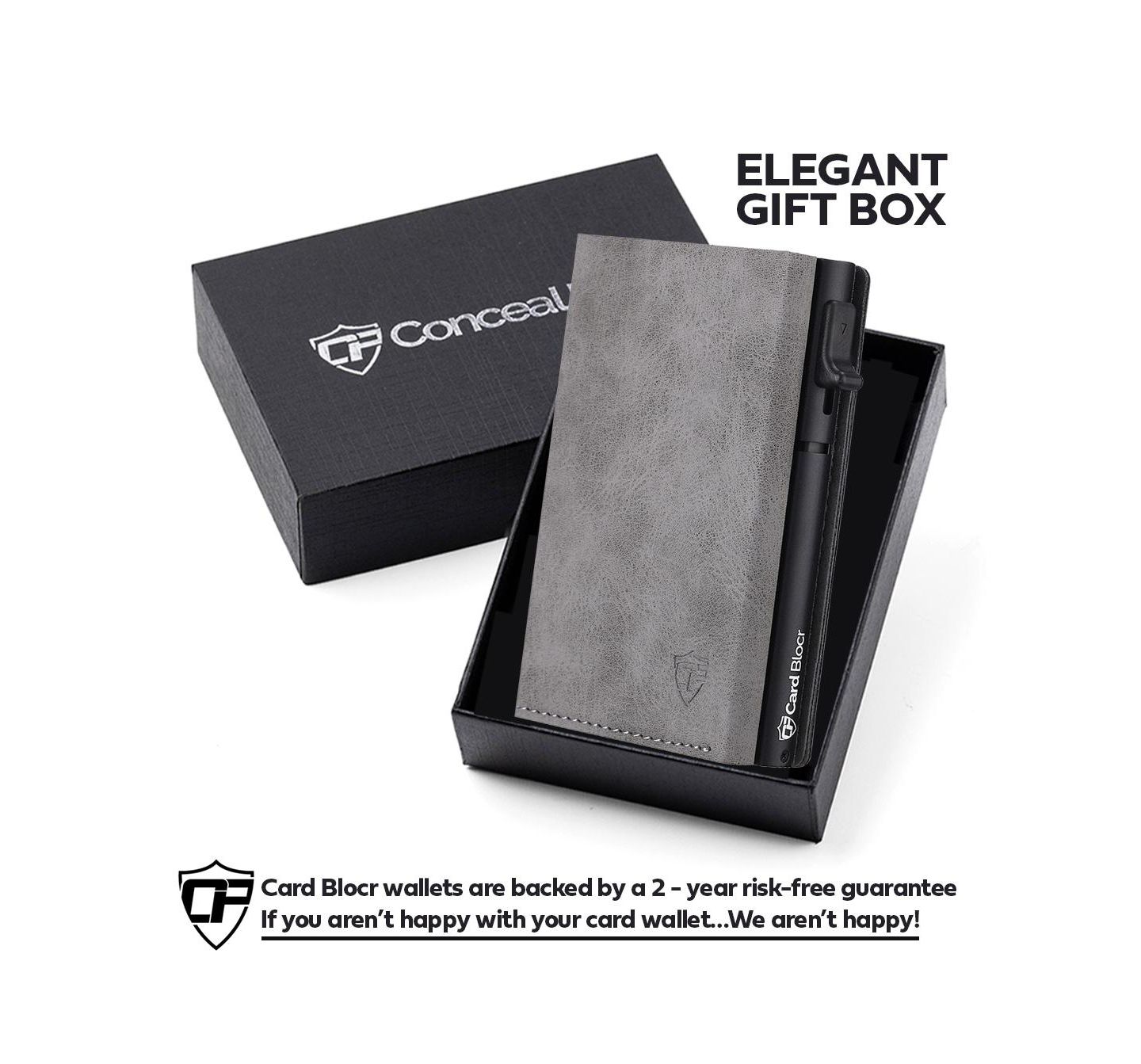 Мужской кошелёк Conceal Plus Card Block Wallet RFID Blocking Credit Card Holder PU Leather, цвет: Серый чёрный — фото 9