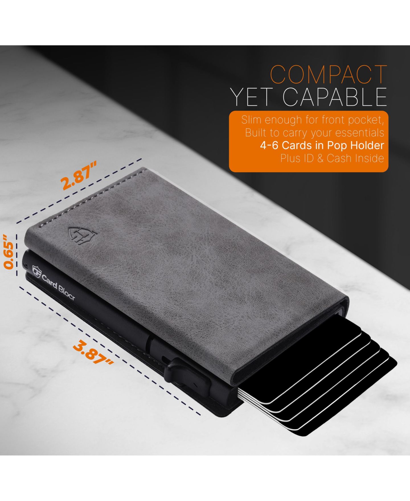 Мужской кошелёк Conceal Plus Card Block Wallet RFID Blocking Credit Card Holder PU Leather, цвет: Серый чёрный — фото 2