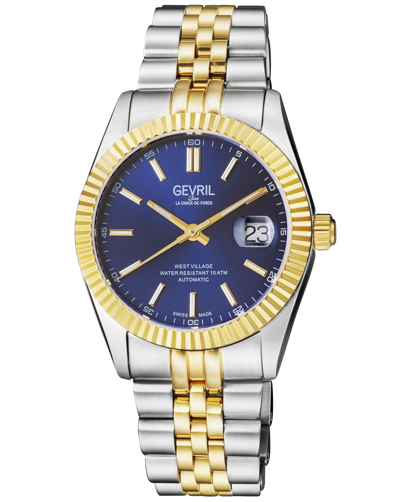 Мужские часы Gevril Swiss Automatic West Village Two-Tone Stainless Steel Bracelet Watch, 40 mm, цвет: Серебряный — фото 1