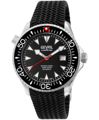 Men's Swiss Automatic Hudson Yards Black Rubber Strap Watch, 43 mm