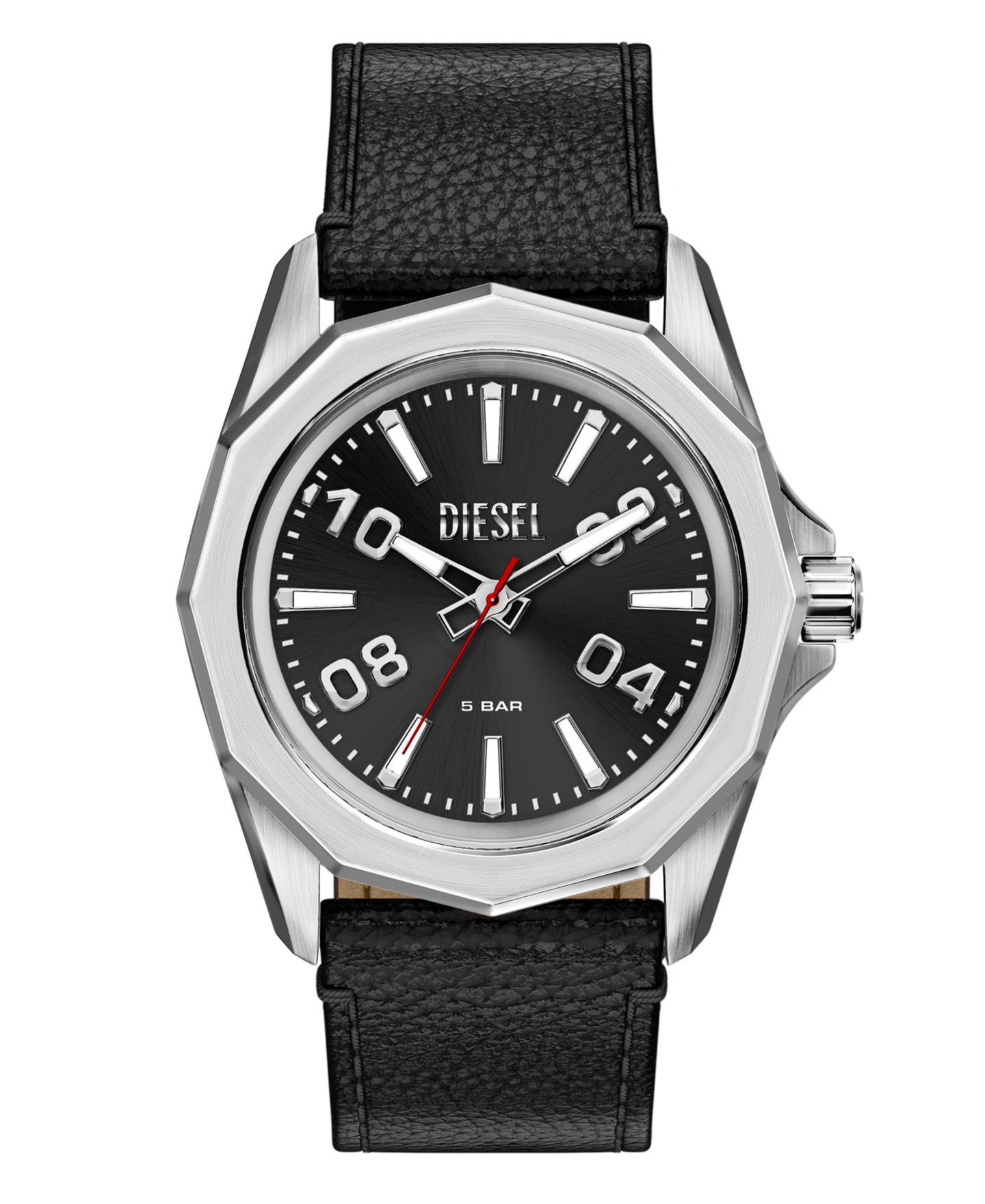 Мужские часы Diesel Quartz Stinger 3H Black Leather 44mm — фото 1