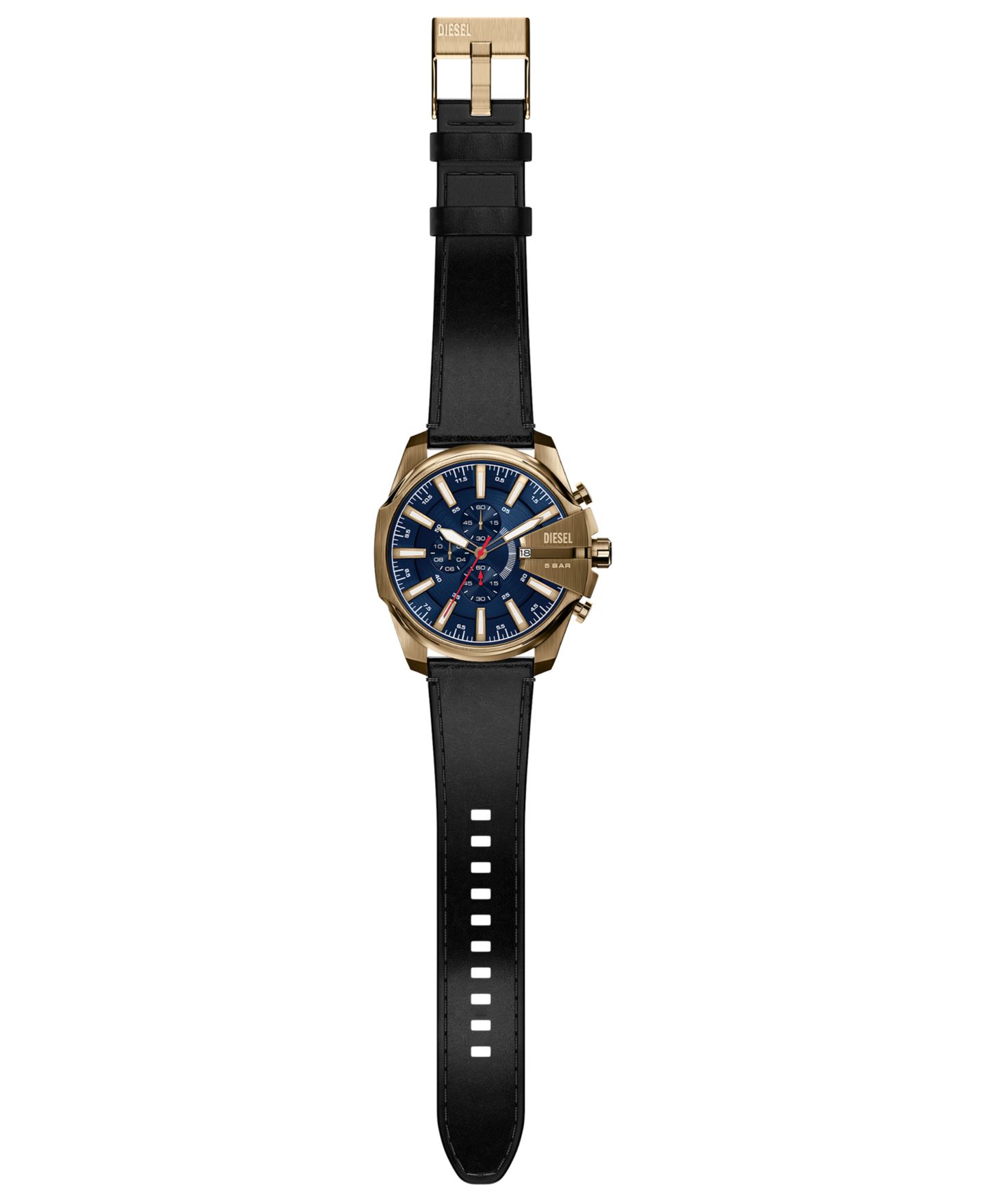 Мужские часы Diesel Mega Chief Slim Chronograph Blue Dial Black Leather 48mm — фото 6