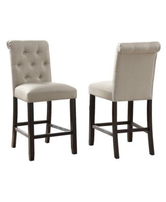 Leviton Solid Wood Tufted Asons Counter Height Stool, Set of 2
