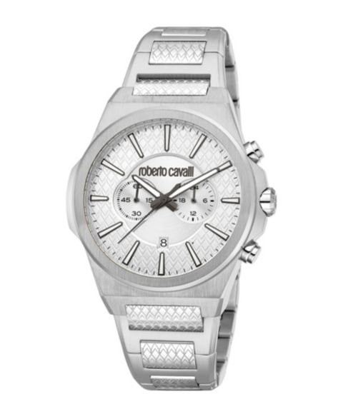 Мужские часы Roberto Cavalli Quartz Chronograph Stainless Steel Bracelet Watch, цвет: Серебряный
