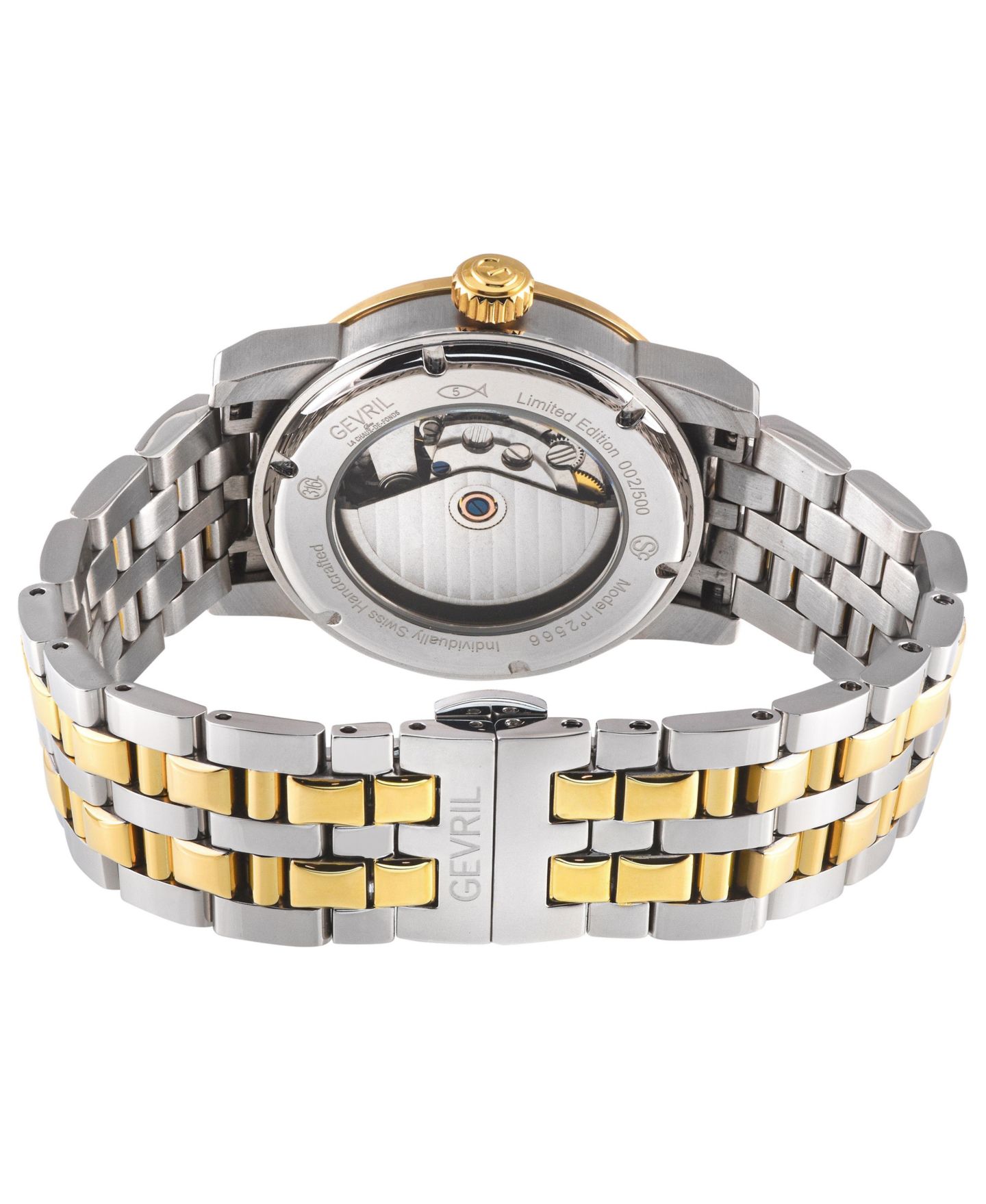 Мужские часы Gevril Madison Swiss Automatic Two tone IPYG/SS 316L Stainless Steel Bracelet Watch, цвет: Серебряный — фото 2