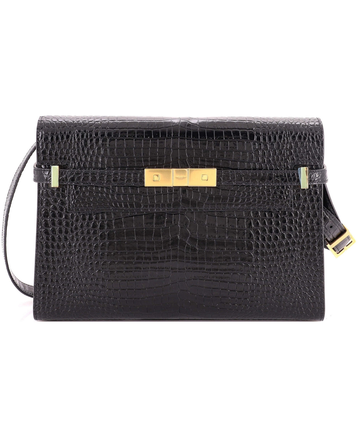 Pre-Owned Saint Laurent Medium Manhattan Shoulder Bag Embossed Leather - Black