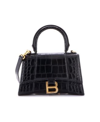 XS Hourglass Top Handle Bag Embossed Leather