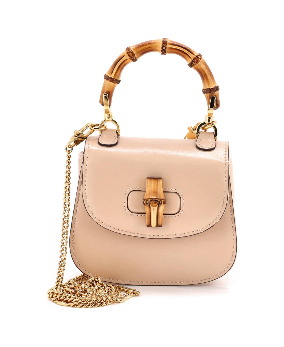 Pre-Owned Gucci Mini Bamboo 1947 Top Handle Bag Leather - Natural
