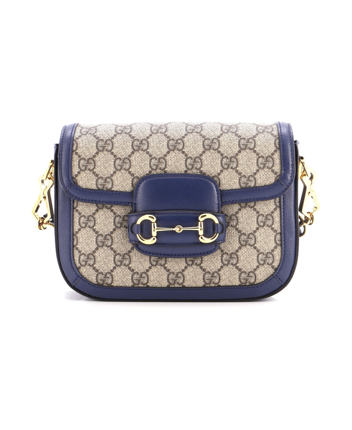 Pre-Owned Gucci Mini Horsebit 1955 Shoulder Bag Gg Coated Canvas with Leather - Blue
