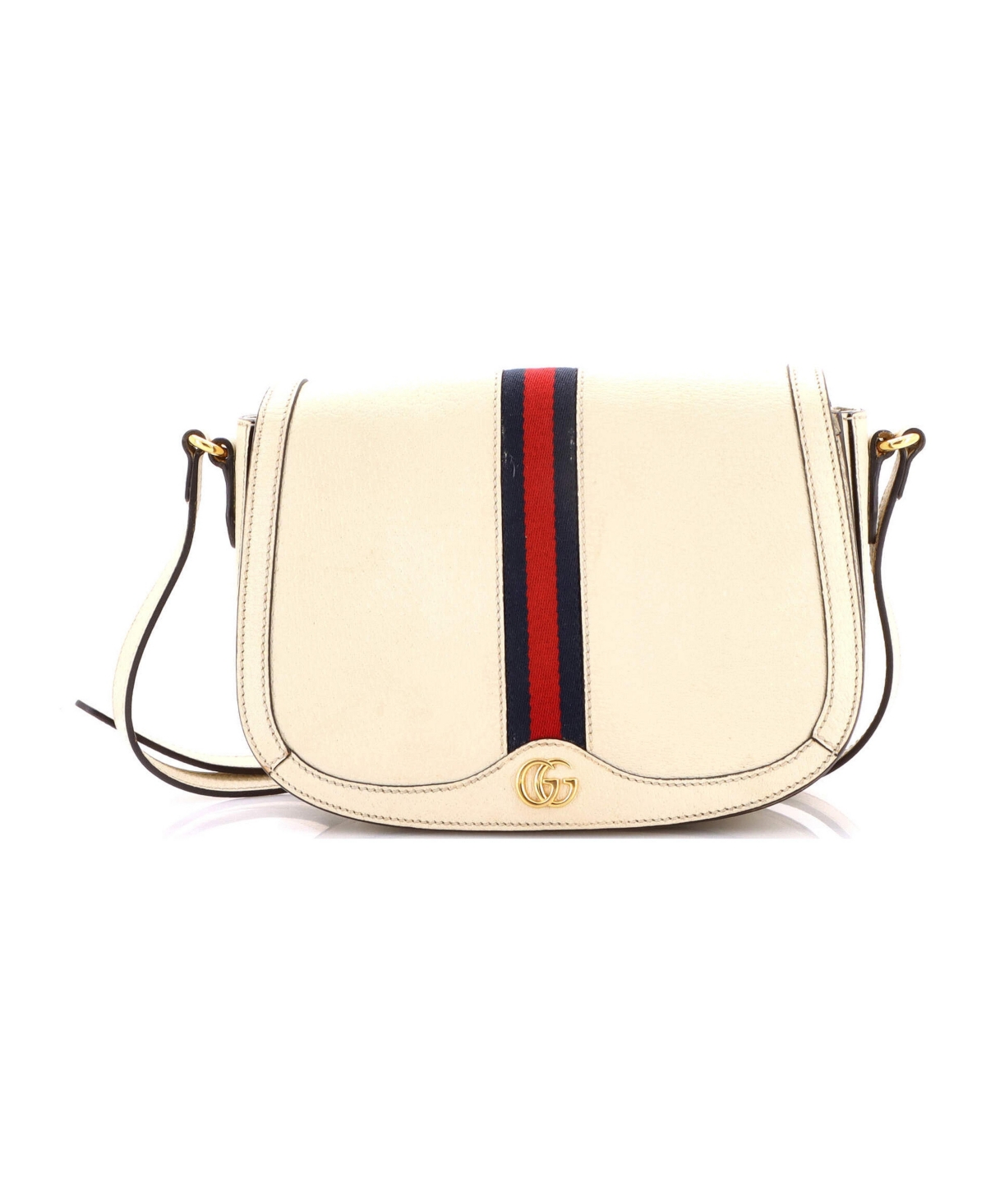 Pre-Owned Gucci Small Ophidia Saddle Flap Shoulder Bag Leather - Natural