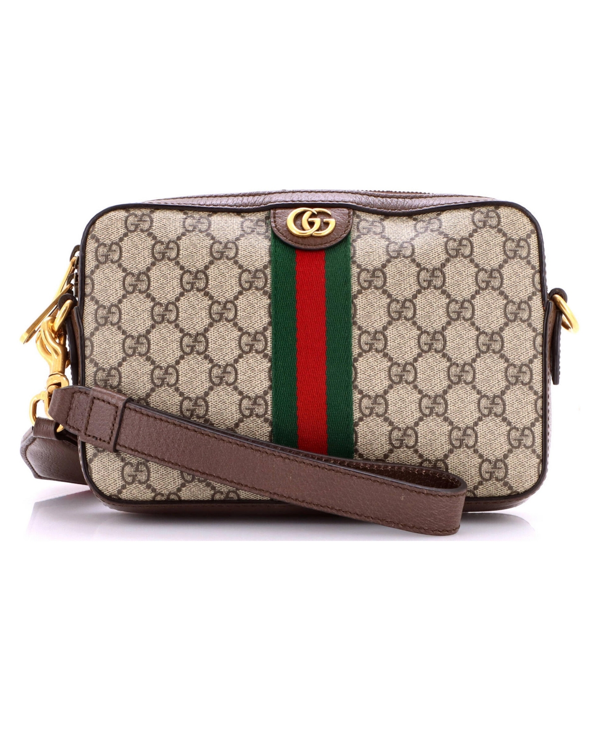 Pre-Owned Gucci Small Ophidia Zip Wristlet Shoulder Bag Gg Coated Canvas - Brown