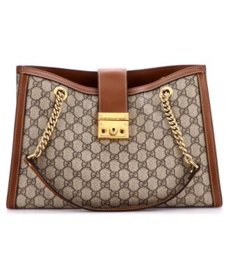 Medium Padlock Chain Tote GG Coated Canvas with Leather