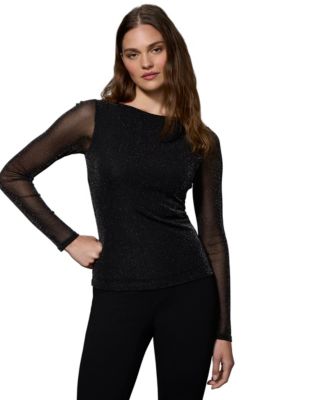 Women's Sparkle Boatneck Long-Sleeve T-Shirt