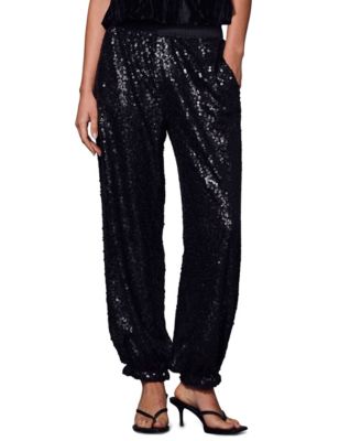 Women's Krystal Sequin Balloon High-Rise Wide-Leg Pants