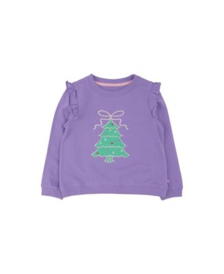 Girls' 4-16 Santa Joy Ruffle Applique Flutter-Sleeve Sweatshirt