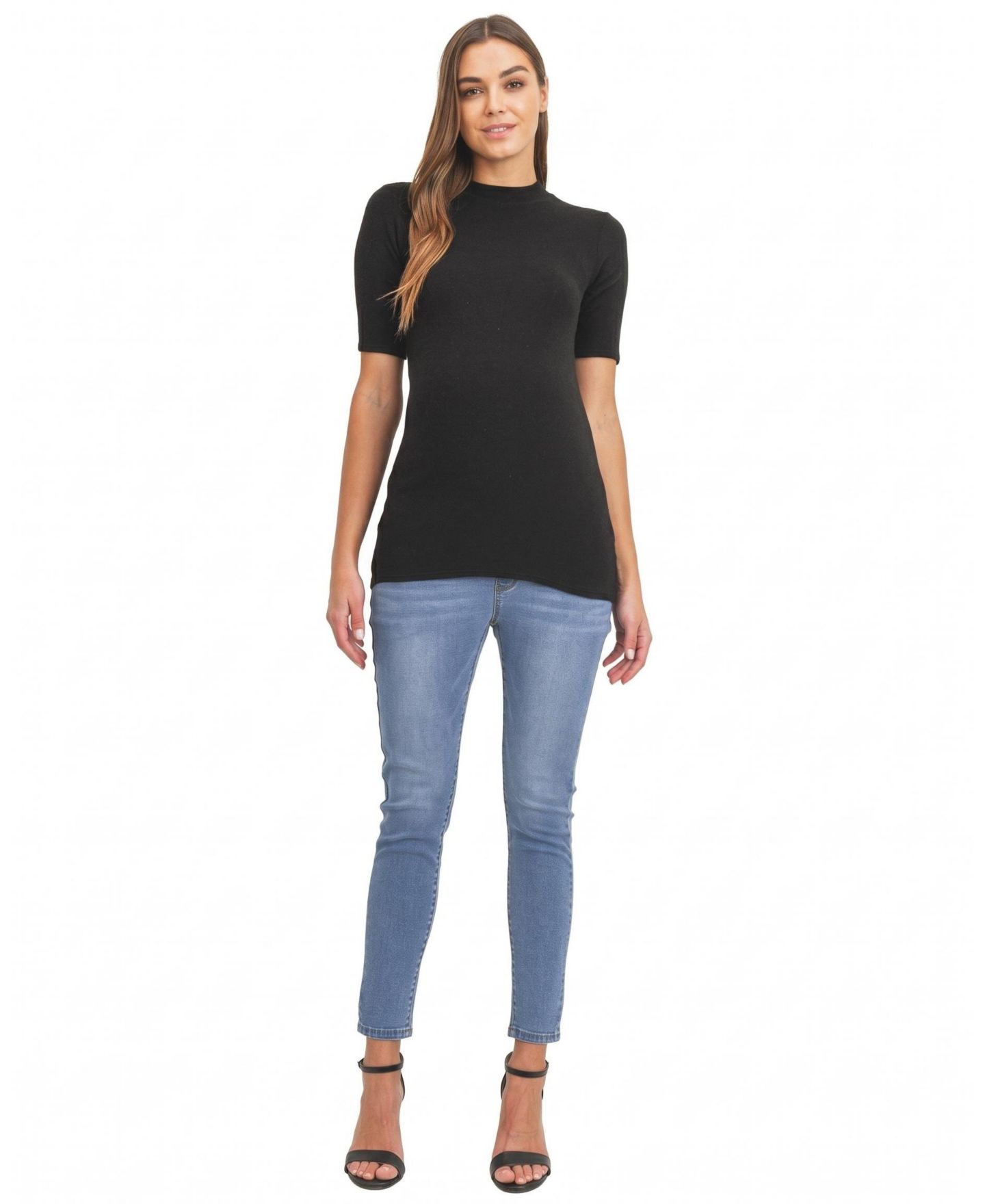 Женский свитер Hello Miz Maternity Brushed Hacci Mock-Neck, цвет: Чёрный — фото 4