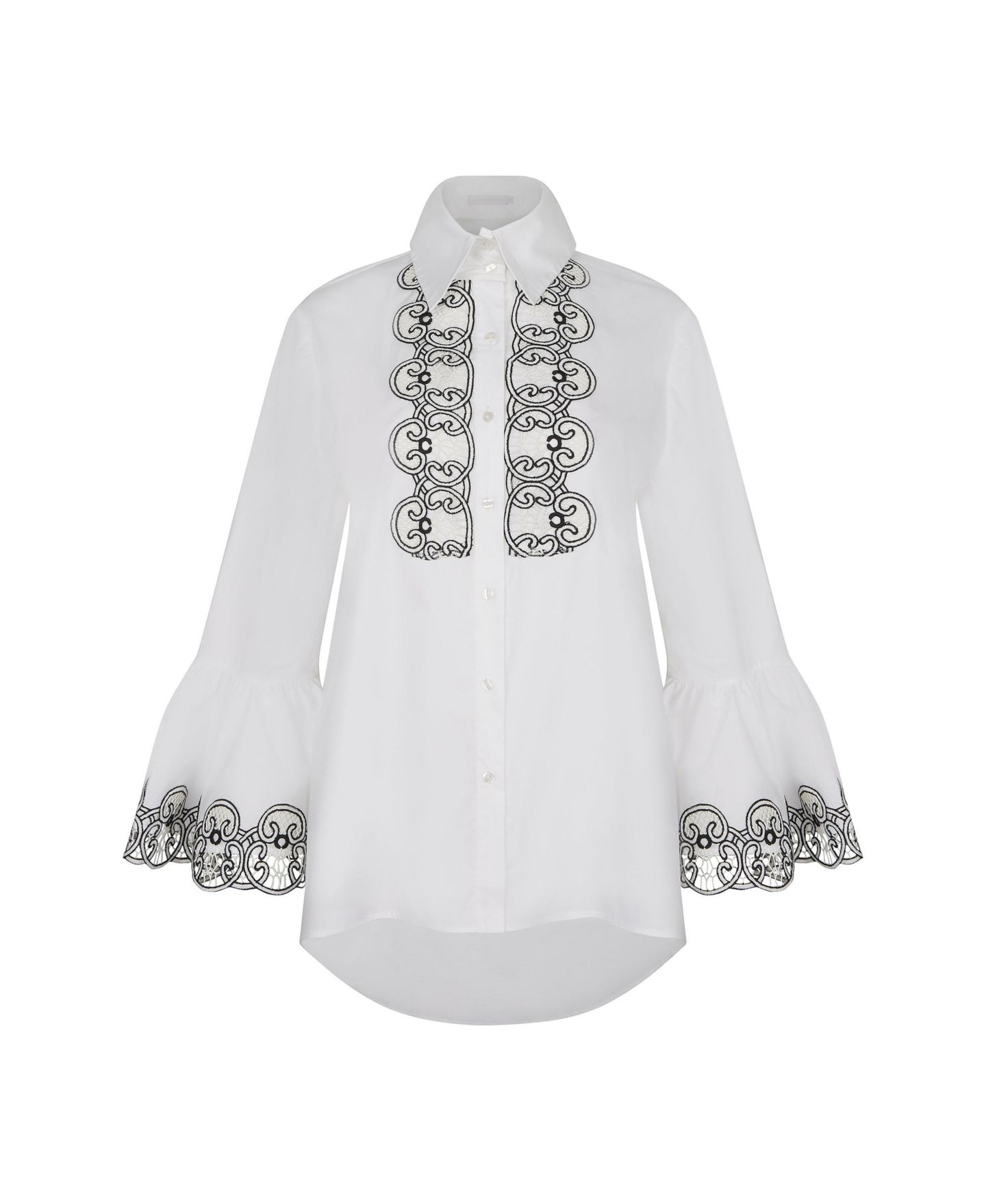 Женская рубашка Anne Fontaine Doja Bell-Sleeve High-Low, цвет: Белый — фото 3