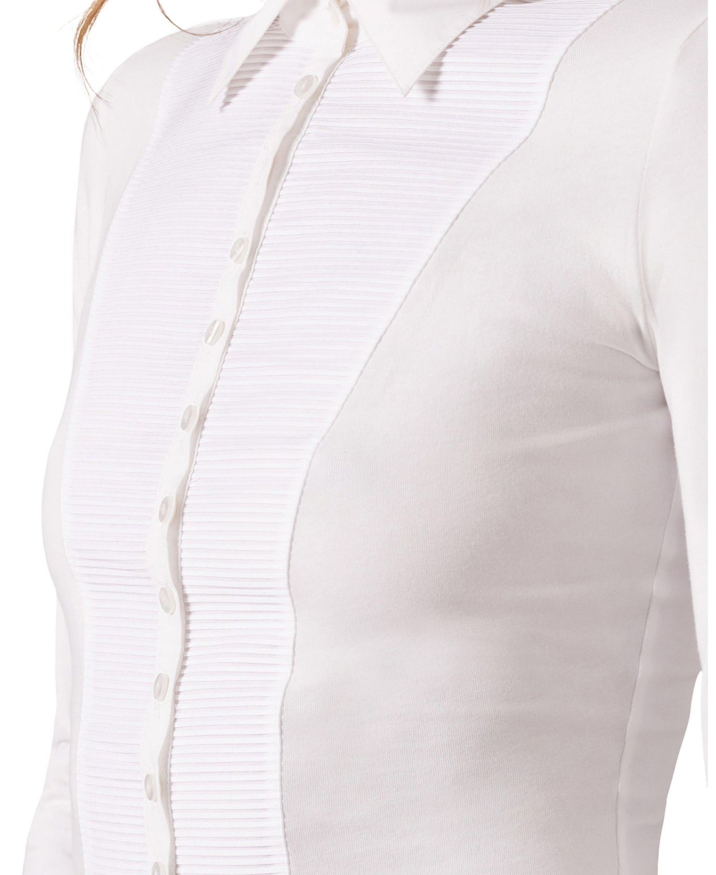 Женская блузка Anne Fontaine Clodie Point Collar Long-Sleeve Pleated, цвет: Белый — фото 3