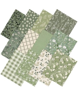 12 Pack Cotton Fat Quarter Fabric Bundles Pastel Floral Hydrangea Designs For DIY Crafts