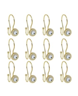 Rust-Resistant Metal Double Shower Curtain Hooks with Large Center Crystal for Bathroom
