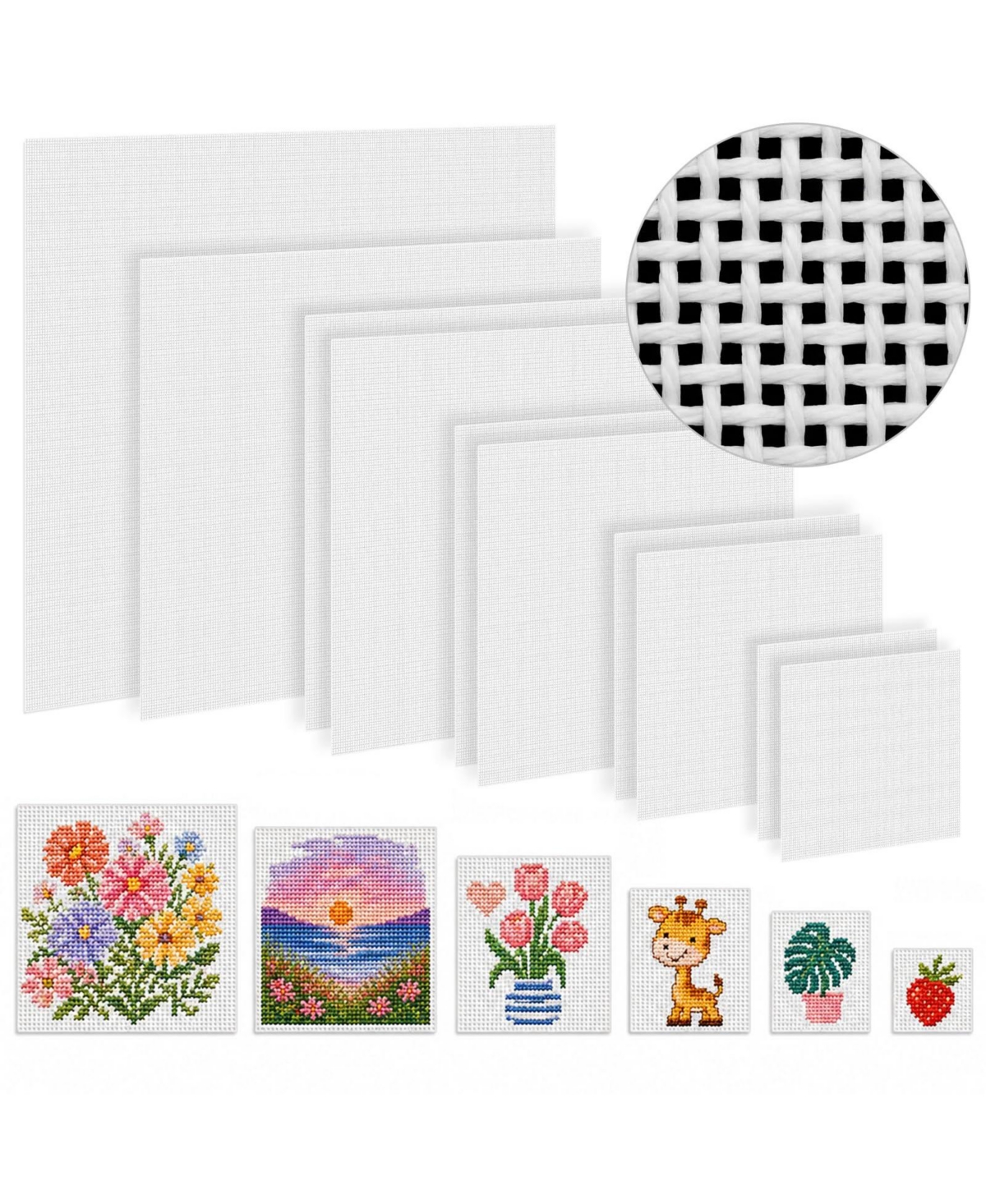 Aeelike 15 Count Precut Cotton Needlepoint Canvas Set For Diy Crafts