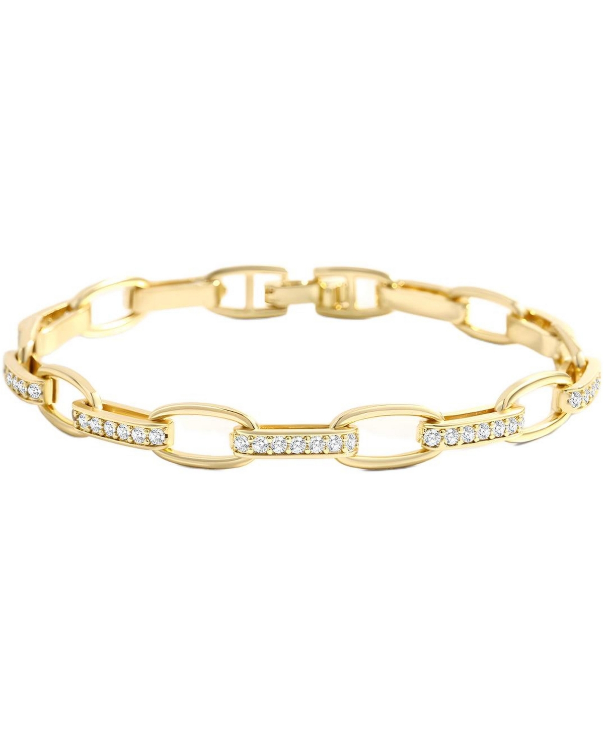 Mint & Lily Cubic Zirconia Gold-Tone Interlinked Paperclip Bracelet - Gold tone