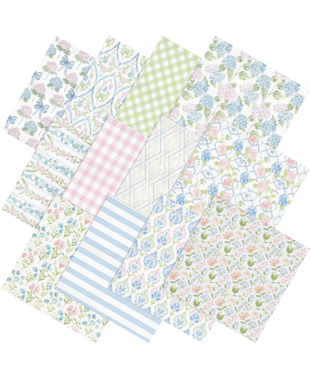 Aeelike 12 Pack Cotton Fat Quarter Fabric Bundles Pastel Floral Hydrangea Designs For Diy Crafts