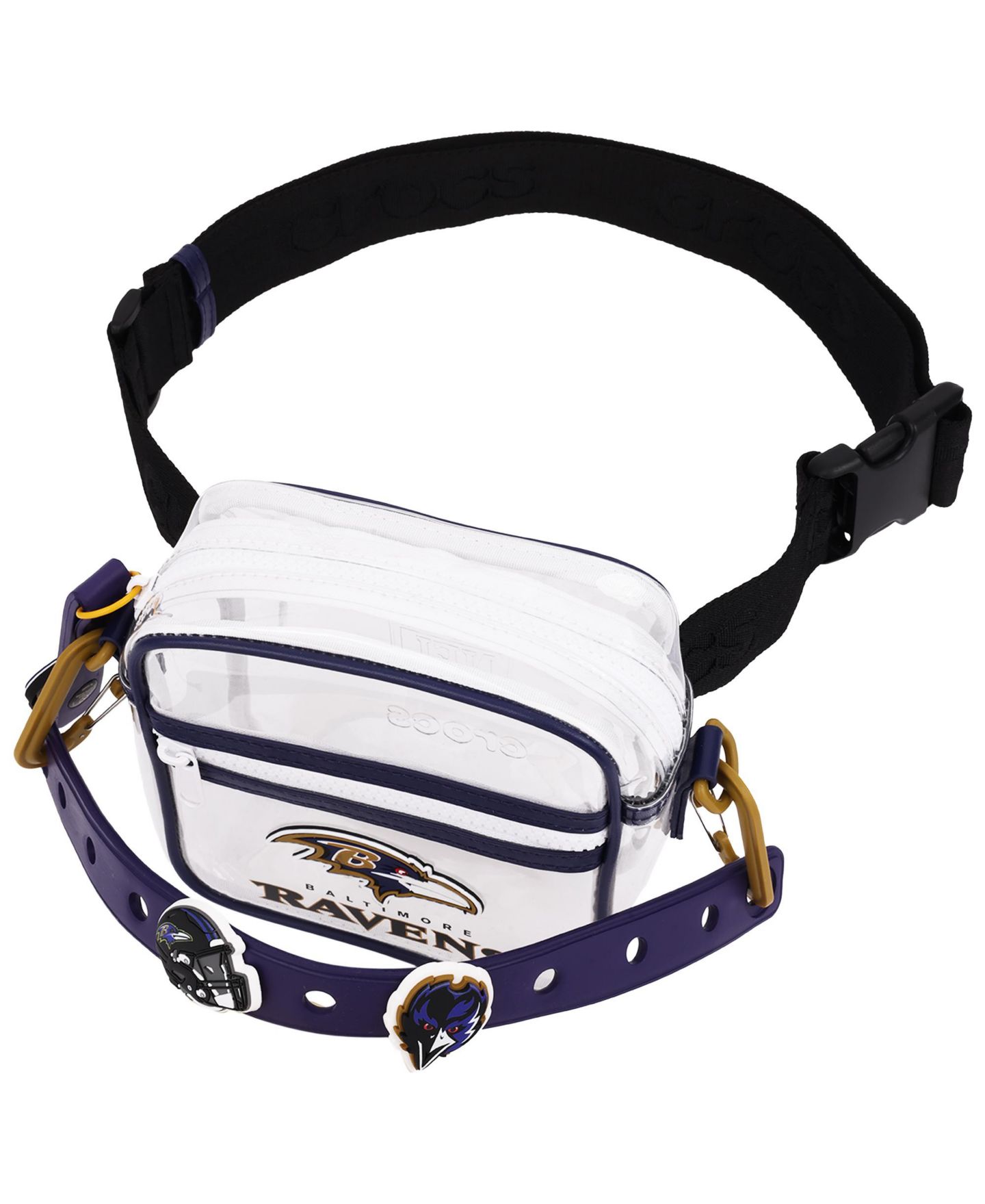 Мужская сумка Crocs Baltimore Ravens Clear Crossbody Stadium, цвет: Фиолетовый / Жёлтый — фото 4