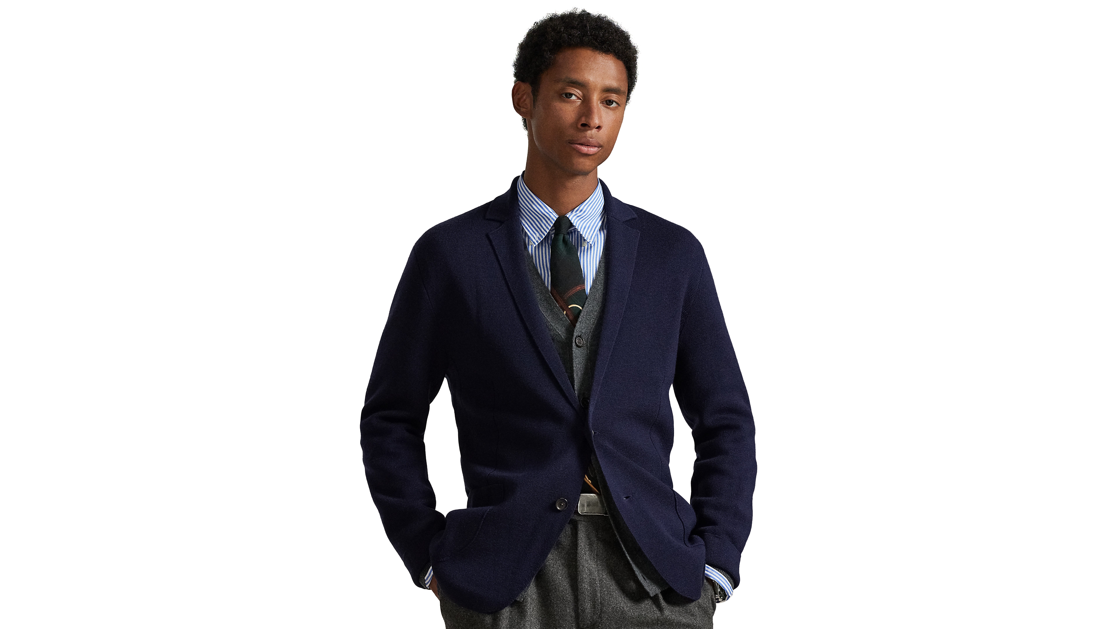 Polo Ralph Lauren Men's Merino Long Sleeve Blazer Cardigan