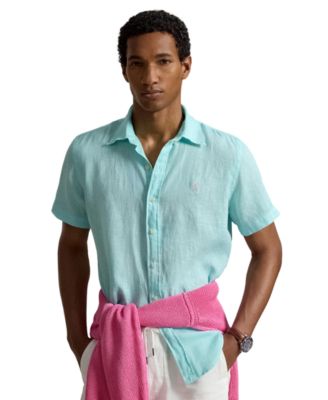 Men's Short-Sleeve Linen Button-Up Shirt
