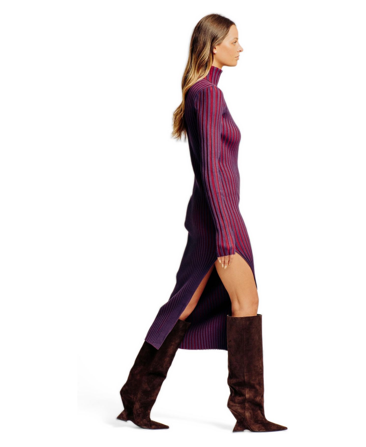 Женское платье TORN BY RONNY KOBO Cara Turtleneck Sweater Dress, цвет: Баклажановый / Мерло — фото 3