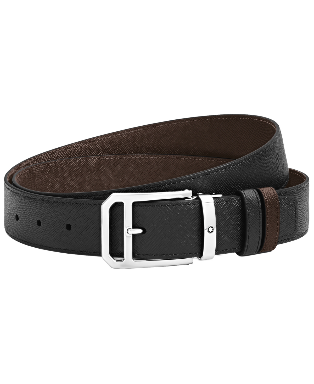 Montblanc Men's Reversible Leather Rectangular Double Buckle Belt