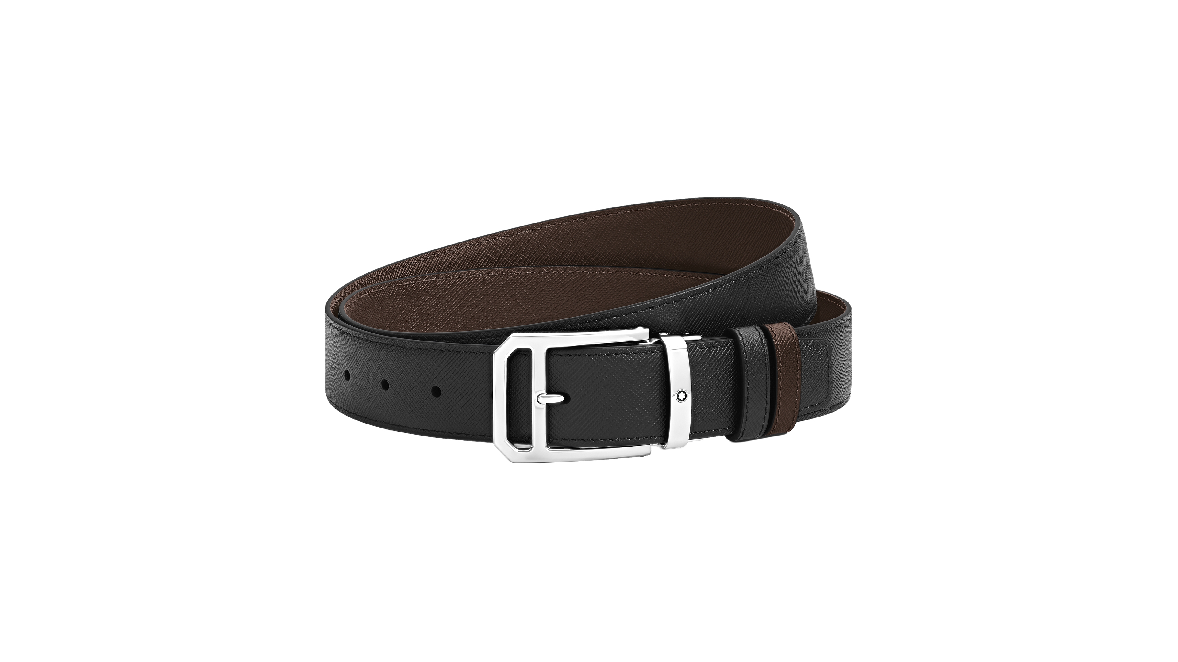Montblanc Men's Reversible Leather Rectangular Double Buckle Belt