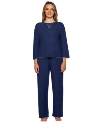 Women's Cloud Knit 3/4-Bell Sleeve Elastic Waistband Top and Pants, 2-Piece Set
