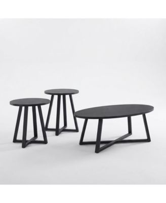 Modern Harmony 3-Piece Wood Oval Coffee Table Set
