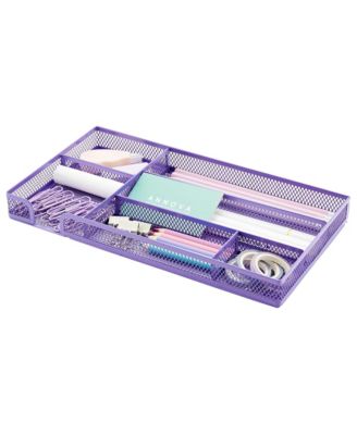 Metal Mesh Desk Drawer Organizer Tray With Dividers For Office Home Storage