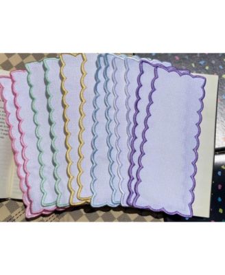 12 Pack Colored Scallop Embroidery Edged Blank Cross Stitch Bookmark Aida Fabric DIY Craft