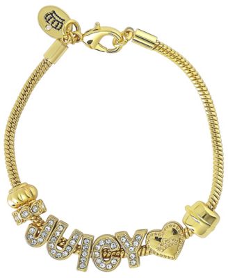 Women's Gold-Tone Pave Crystal Logo Heart Charm Bracelet