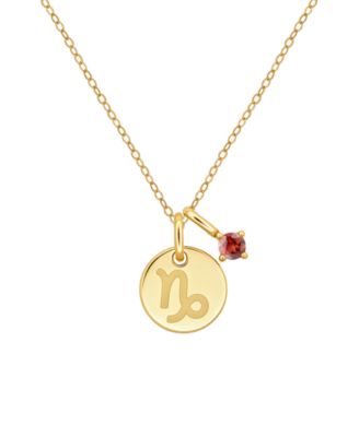 Garnet Capricorn Zodiac Pendant Necklace (1/6 ct. t.w.) in 14k Yellow Gold