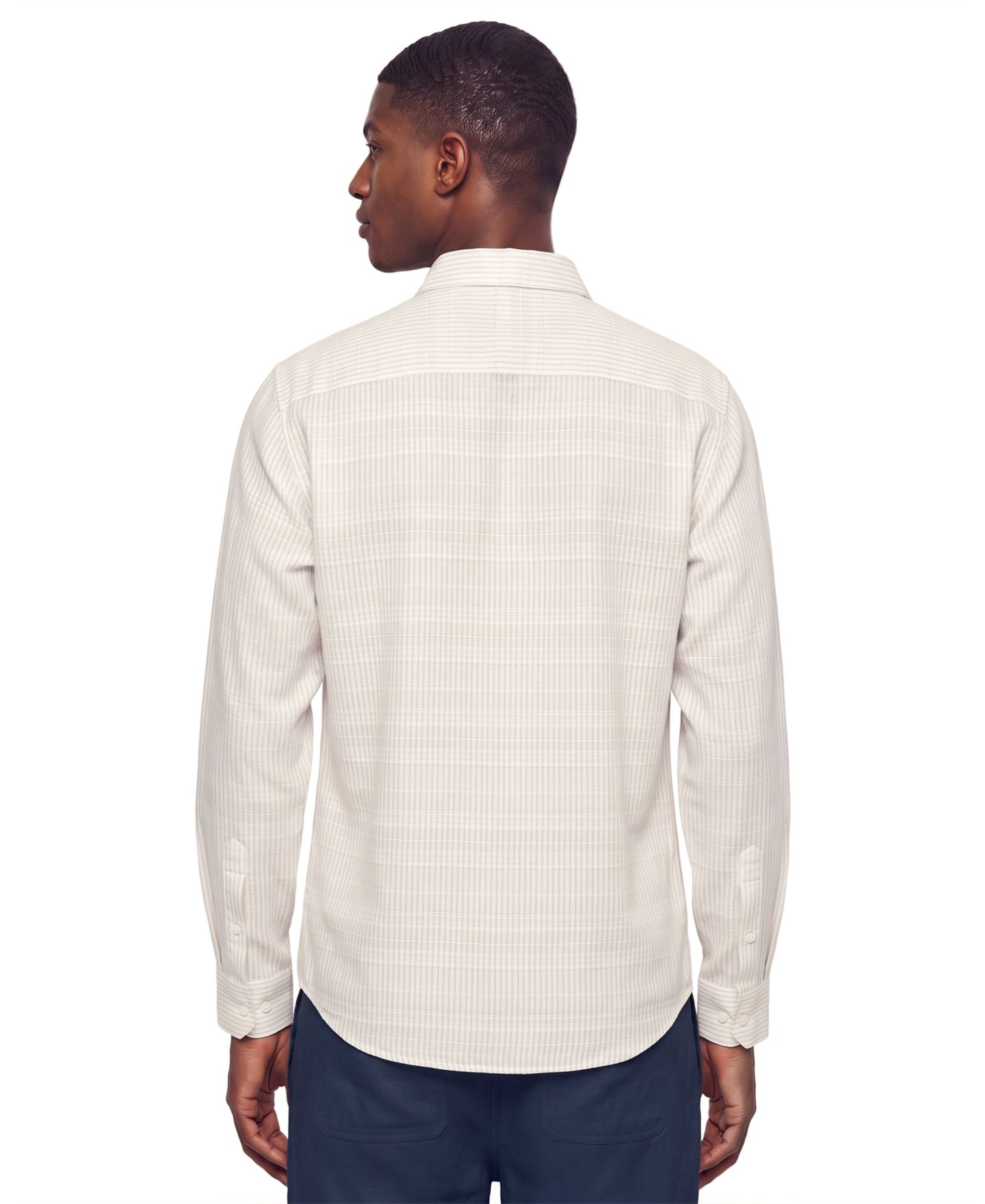 Мужская рубашка Cubavera Linen-Blend Long-Sleeve Classic-Fit, цвет: Яркий белый — фото 4