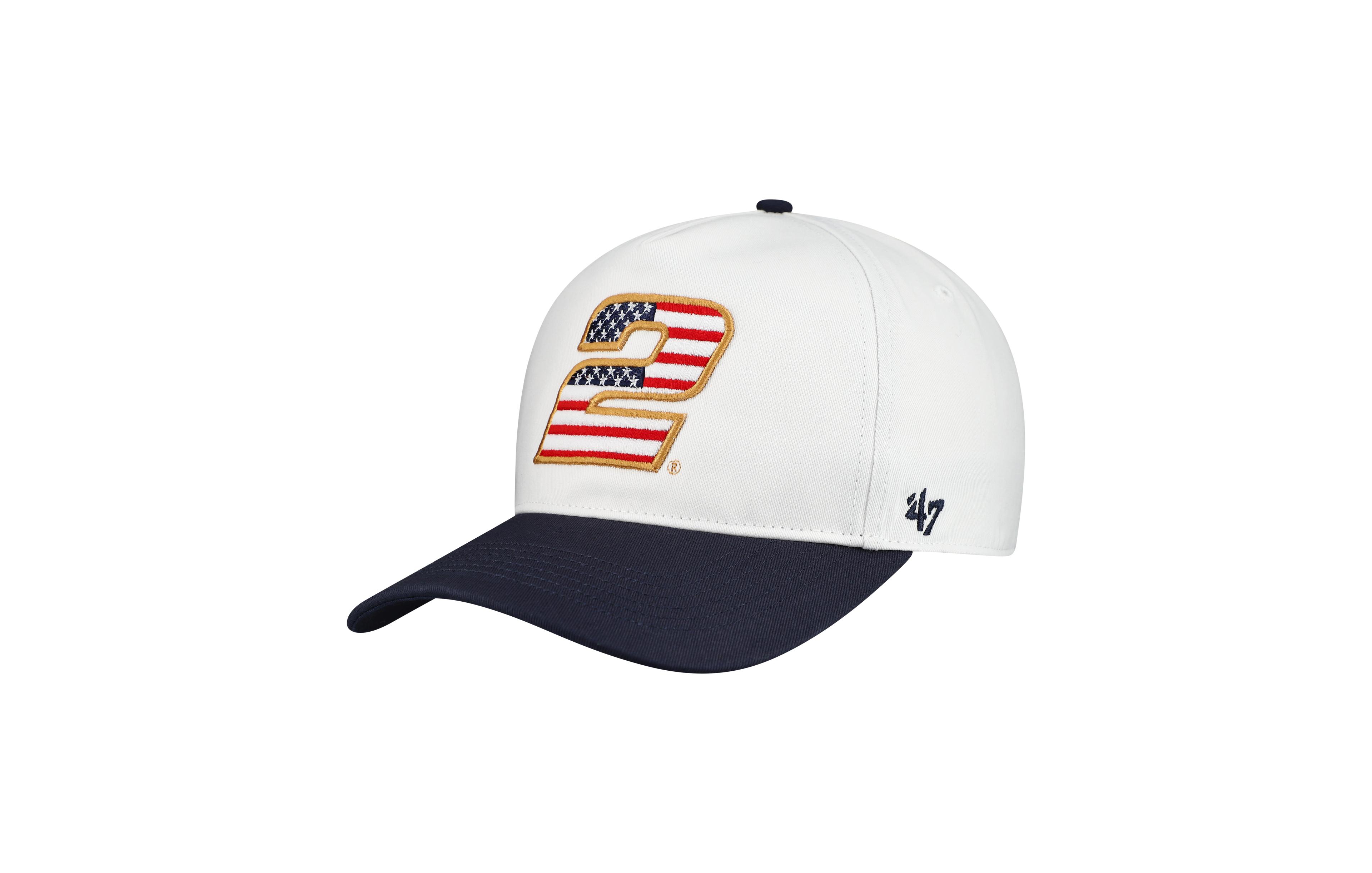 '47 Brand Men's White Austin Cindric Flag Fill Two-Tone Team Adjustable Hitch Hat