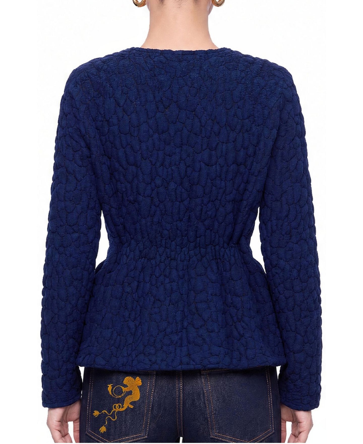 Женский кардиган NOCTURNE Textured Peplum Long-Sleeve, цвет: Тёмно-синий — фото 5