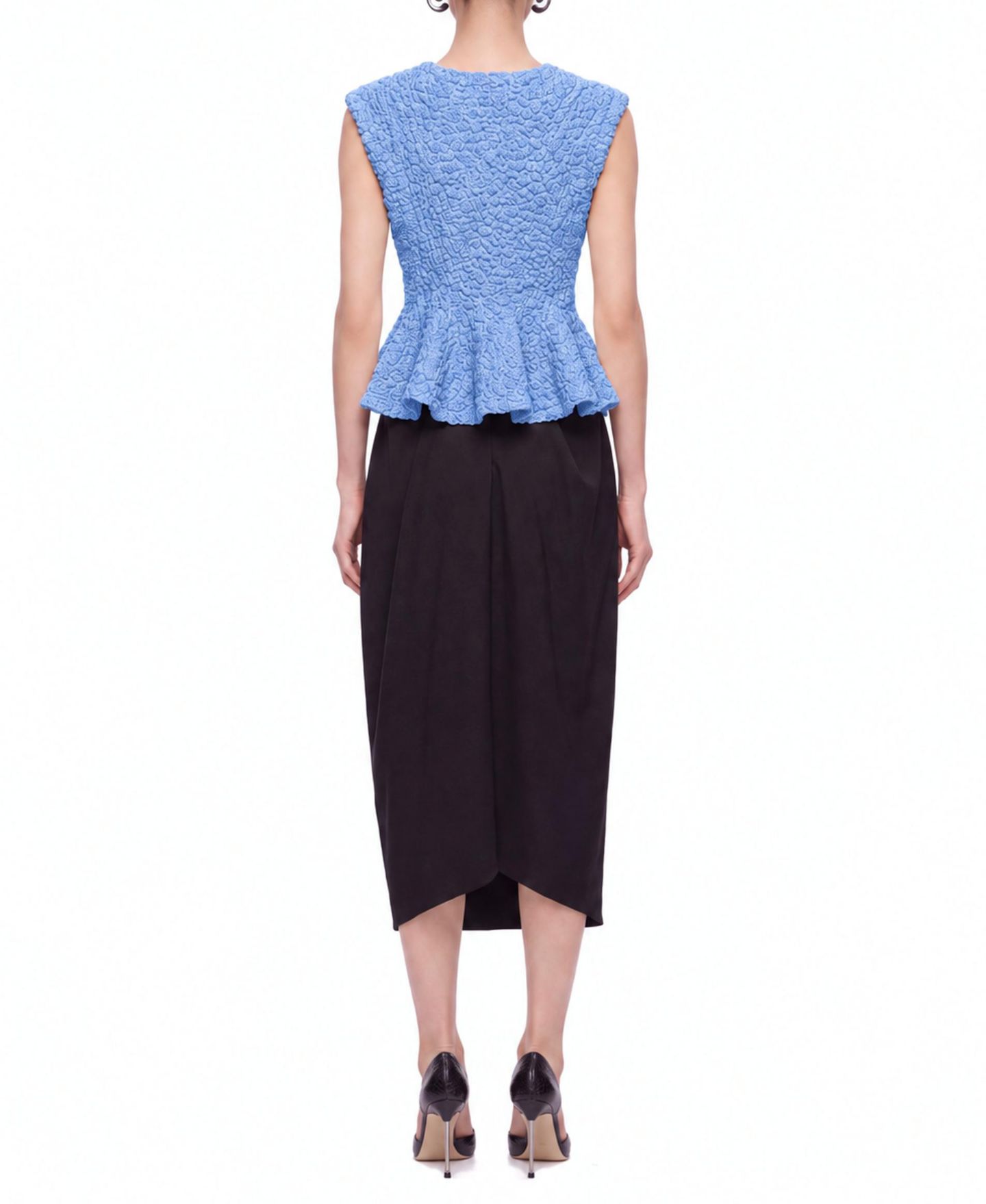 Женский топ NOCTURNE Sleeveless Crewneck Peplum, цвет: Синий — фото 3