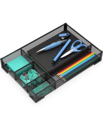 Metal Desk Drawer Organizer with Multiple Compartments Multi Use Storage Tray
