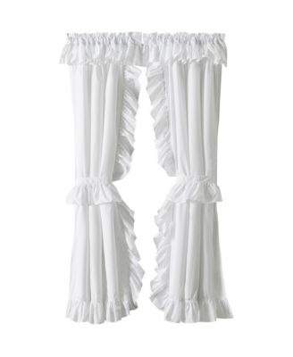 Classic Wide Solid Color Perma Press Ruffled Priscilla Curtain Panel With Ties White