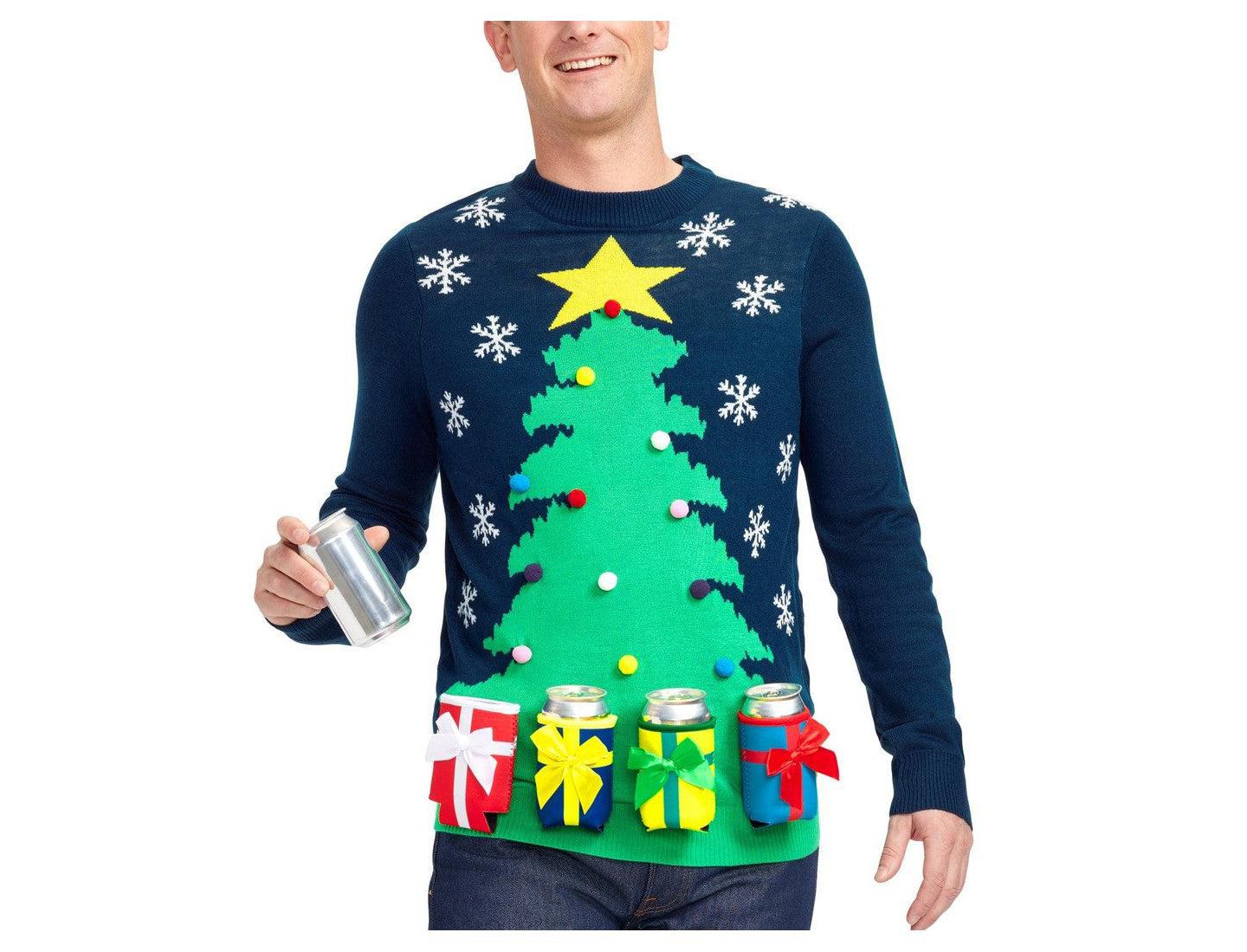 Мужской свитер Tipsy Elves Holiday Long-Sleeve Crewneck Drinking Game, цвет: Koozie Kristmas. — фото 4